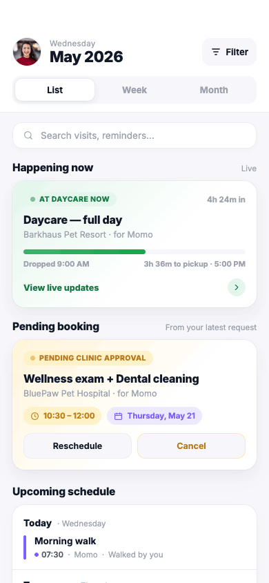 Agenda screen