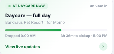 Live daycare booking update